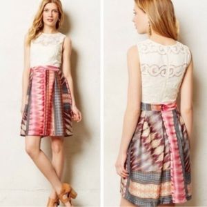 Anthropologie Weston cream and color lace dress